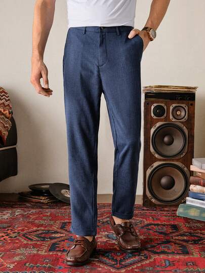 VeloEdit 男士纯色口袋直筒宽松休闲西装裤 Old Money