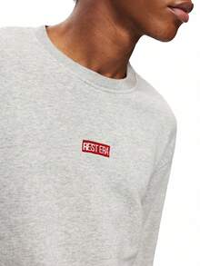 Rest Era Grey Crew Neck Long Sleeve Top & Shorts Men Pajama Set, Winter Clothes - Grey - View 5