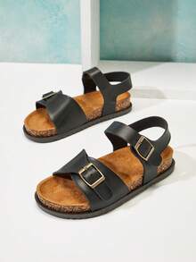Mini mi Kids' Soft Footbed Buckled Strap Sandals - Black - View 2