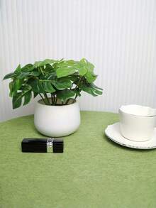 人造植物 仿真龟背叶盆栽 白色陶瓷花盆 小型仿真植物 现代家居 办公桌摆件 适用于书架、桌面、客厅装饰 室内植物 浴室 卧室 书架 植物装饰 简约风格 礼品 - 綠色 - 查看 6