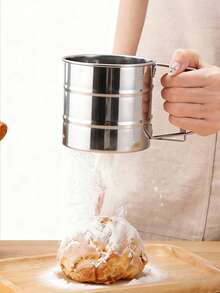 1PC Stainless Steel Handheld Flour Sieve, Baking Sugar Powder Filtering Tool - Silver - View 7