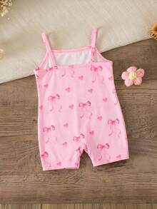 SHEIN 1-Piece Newborn Casual, Simple, And Cute Knit Jumpsuit With An All-Over Adorable Print Is Suitable For Birthday Parties, Evening Parties, Performances, Weddings, Baptisms, Opening Ceremonies, Everyday Wear, School, Outings, And Autumn/Winter Seasons. - Multicolor - View 3
