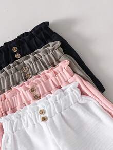 SHEIN Playful Pals 4件套女婴休闲舒适百搭裤装，适合春夏外出穿着 - 彩色 - 查看 3
