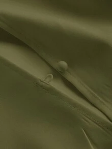 SHEIN MOD 大码女式高领纯色口袋连体裤，配腰带 - 軍綠色 - 查看 4