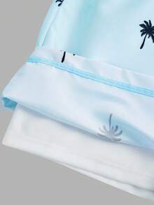 SHEIN 青少年男童绿色渐变棕榈树印花双层泳裤，休闲学院风舒适时尚简约百搭柔软面料，适合日常、海滩、泳池、音乐节、冲浪、春夏穿着。 - 淺藍色 - 查看 8