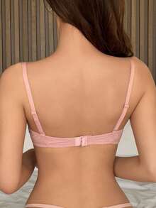 DAZY Bra Wanita dengan Tali Bahu Tipis yang Dapat Diatur dan Efek Push-Up Ringan, Motif Renda dan Patchwork. - Berwarna merah muda - View 2