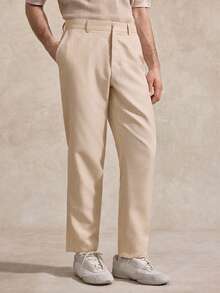 Courvante Quần tây nam ống đứng dáng rộng, thoải mái, có túi, họa tiết kẻ sọc, kiểu chino, quà tặng Ngày của Cha. - Màu be - Xem 4