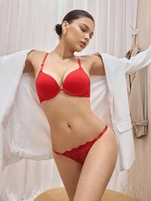 Bralution Áo ngực có gọng trơn - Đỏ - Xem 6