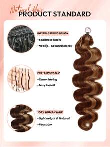 Tóc giả Boho Braids Feather Crochet Human Hair Highlight 4/27 Body Wave Human Hair Extensions Pre Separated Knotless Handmade Crochet Hair For Braiding Pre Looped 16-22Inch - S4/27 - Xem 3