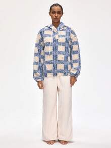 Rest Era Women's Plaid Print Hooded Fleece Long Sleeve Loungewear Top, Autumn/Winter - Multicolor - View 4