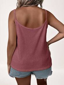 Comfylo Plus Size Women Solid Color Casual Loose Camisole - Redwood - View 2