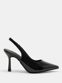 CUCCOO CURVES Plus Size Wide Fit Fashion Pointed Toe High Heel Pumps Spring Shoes Spring Break Easter For Christmas - Bright black - View 2