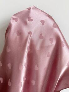 Snug Reverie Satin Collar Heart Jacquard Ruffle Hem Bow Tie Short Sleeve Pants Cute Ladies Pajama Set Lounge Dusty Pink Summer - Baby Pink - View 7