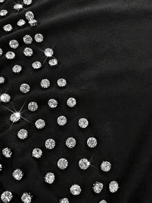 Vionelle Plus Size Women Fashion Rhinestone Embellished Sleeveless Top - Black - View 7