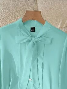 GlowEve 女士优雅通勤秋季衬衫 - 薄荷藍 - 查看 3