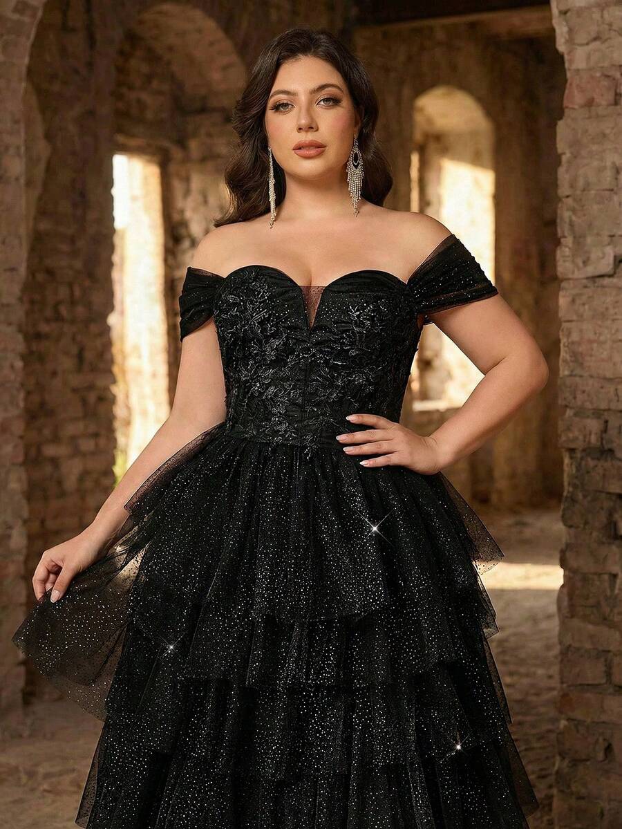 Aureia Váy maxi xòe cỡ lớn, sang trọng, thanh lịch với ren thêu, đường may xương cá, đính sequin và lưới, xẻ tà, thích hợp cho đám cưới, sự kiện, tiệc tùng, kỳ nghỉ, dạ hội (đính kèm nhiều chi tiết trang trí).