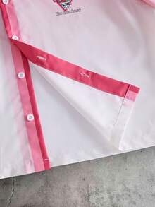 AXEPEAK Conjunto de camisa polo con botones y pantalones cortos en degradado para hombre, casual de verano - Rosa - Ver 6
