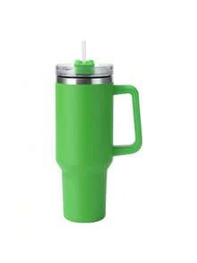 1 pieza Botella de agua deportiva de acero inoxidable de doble pared con aislamiento al vacío de 1200ML, para uso en exteriores/automóvil, con 1 pajita de PP. Disponible por separado: cepillo para botellas, pajita, alfombrilla de silicona, tapa para pajita y accesorios de llavero a juego - Multicolor - Ver 15