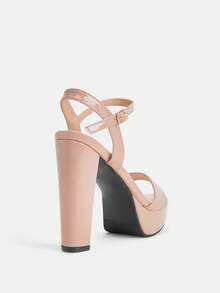Glitzique Women Minimalist Chunky Heeled Ankle Strap Sandals, Elegant Summer Heeled Sandals,Platform Heels For Women - Pink - View 7
