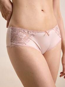 Hourtrue 2pcs Lace Patchwork Women Bra Set With Underwire - Dusty Pink - View 9