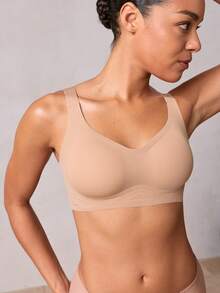 Veilyse Soft Support Bra For Women, Solid Color, Comfortable, Minimalist, Wireless, Non-Sagging Brafor Summerfor Summer - Apricot - View 7