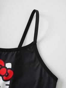 HELLO KITTY AND FRIENDS | SHEIN 女士卡通印花吊带文胸套装 - 黑色 - 查看 5