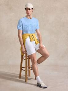 Courvante Light Blue Label 男士白色圆领 T 恤（面料） - 淺藍色 - 查看 7