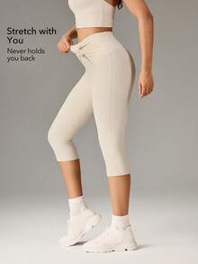OutZeal Quần legging thể thao nữ, quần dài mặc hàng ngày, quần năng động, ôm bụng, nhanh khô, cạp chun thắt nơ. - Màu Khaki - Xem 4