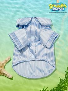 SpongeBob SquarePants | PETSIN 1pc Pet Clothes, Cute Printed Pajamas In Blue, Cat/Dog Universal Comfortable Home Wear Two-Legged Clothes - Sky Blue - View 4