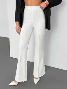 SHEIN Tall Quần nữ chấm bi đen trắng, phong cách công sở tối giản, đơn giản, gợi cảm và thanh lịch, thích hợp cho việc đi làm. - trắng - Xem 6