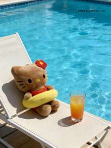 POKOJA LAND HELLO KITTY AND FRIENDS | 棕色带游泳圈小猫毛绒玩具 - 可穿泳衣的小猫咪，黄色游泳圈小猫毛绒挂件，可爱涤纶填充动物钥匙扣挂件，包包配饰，非常适合送给女孩、朋友、孩子作为生日、感恩节、复活节和派对礼物 - 彩色 - 查看 4