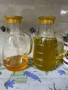 1 个重型玻璃油壶 - 防漏厨房必备，带刻度，多用途瓶，可盛装食用油、酱油和醋，耐用调味料容器，家用 - 彩色 - 查看 9