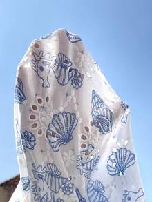 SHEIN Clasi 女士V领印花休闲派对短裙 - 藍白色 - 查看 7