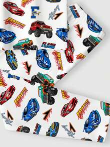 SHEIN Conjunto informal de camiseta de manga corta y pantalones con estampado de carros de carreras y diseños de buggy, de ajuste ceñido, para niño preadolescente, apropiado para verano y otoño - Multicolor - Ver 6