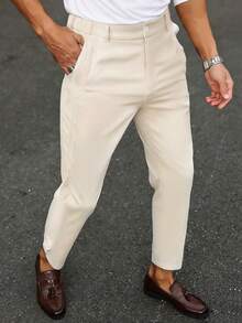 Manfinity Mode Men's Khaki Woven Twill Pants - Khaki - View 5