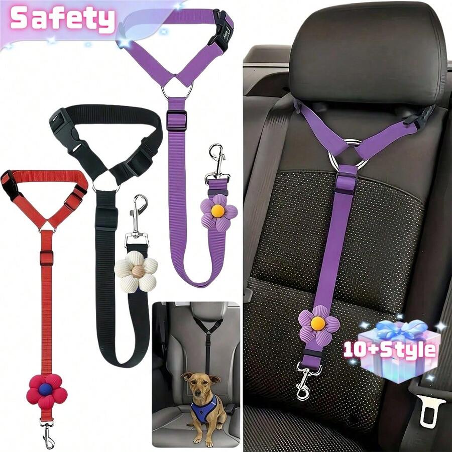 1 bộ đai an toàn cho chó trên xe hơi, dây kéo an toàn cho thú cưng trên xe hơi, khóa đai an toàn cho chó, quà Giáng sinh cho đai an toàn cho chó trên xe hơi, tấm phủ ghế xe hơi cho chó, ghế xe hơi cho thú cưng.