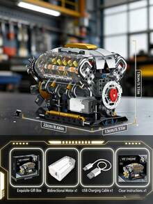 Đồ chơi lắp ráp mô hình động cơ V8 siêu xe sáng tạo, mô hình động cơ V8 tự lắp ráp, bộ mô hình động cơ V8 mini DIY MOC, đồ chơi giáo dục khoa học vật lý, mô hình trưng bày để bàn, quà tặng sinh nhật, đồ chơi xếp hình. - Nhiều màu - Xem 3