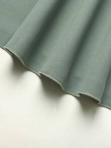 SHEIN Vestido de niña preadolescente con estampado floral todo sobre rosa con busto fruncido - Verde - Ver 4