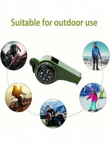 3-In-1 Emergency Survival Whistle With Compass And Thermometer - Perfect For Track Sports, Camping, Hiking, Outdoor Adventure, Referees And Cheerleaders - Multicolor - View 2