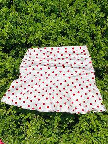 Nuevo 2026  Minifalda de línea A fruncida con lunares de verano - Multicolor 2 - Ver 3