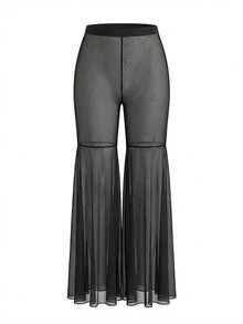 Slaydiva Plus Size Women Loose Beach Pants - Black - View 6
