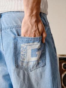 VeloEdit 男士休闲街头风手工缝制弯腿蓝色牛仔裤 - 淺色水洗藍 - 查看 8