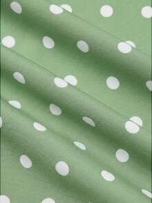 SHEIN LUNE Plus Size Sleeveless Polka Dot Pocket Dress - Green - View 3