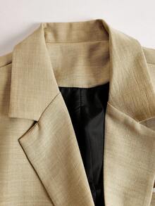 Manfinity Mode 男士纯色休闲商务西装外套，适合日常休闲穿着、周末旅行、户外活动、轻松的工作环境或正式场合，可作为送给男友/丈夫的礼物或周年纪念礼物。 - 卡其色 - 查看 5