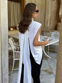 Siren Gaze 新款波点露背无袖女式上衣，春夏款 - 白色 - 查看 7