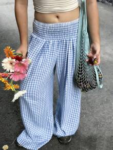 Pariaura 新款春夏收腰修身蓝白格子女裤 - 彩色 - 查看 4