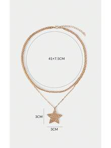 Noxbound Collar de cadena fina con colgante de estrella de cinco puntas y diamante, de doble capa con cuentas de CCB, sencillo y generoso, de lujo ligero, adecuado para fiestas, conciertos, festivales, minimalista/vintage/elegante, para mamá/mujer/niña/madre, verano/playa/baile de graduación/fiesta/vacaciones/viaje, bohemio/moderno/elegante, para uso diario/día laboral - Dorado - Ver 9
