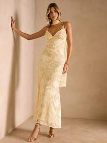 Enchnt Đầm hai dây dáng suông thanh lịch dành cho nữ - Màu vàng - Xem 8