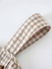 SHEIN LMoss Kids LMoss 女童条纹编织背心和宽松休闲裤套装 - 卡其色 - 查看 9