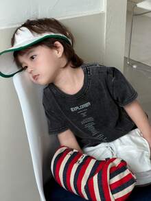 DAZY Áo thun ngắn tay cổ tròn in chữ cho bé trai - Xám - Xem 4